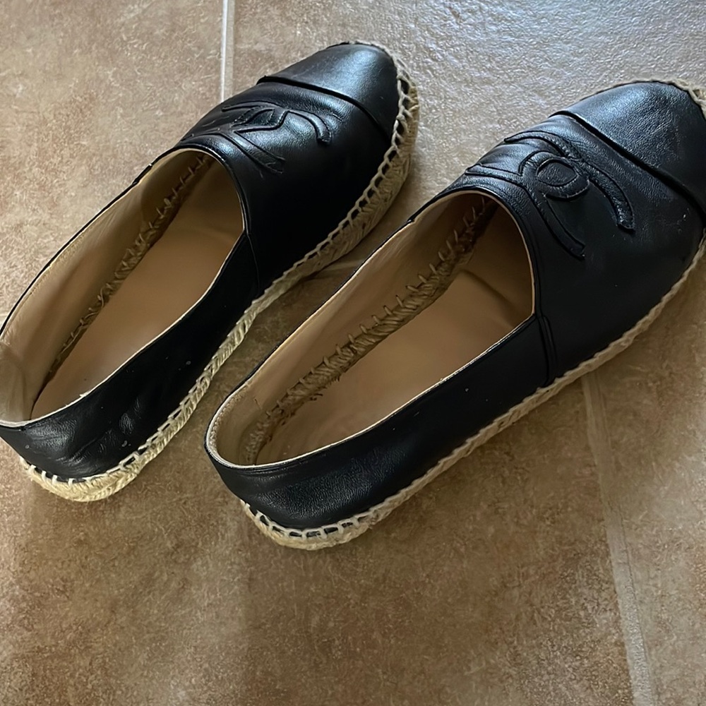 Chanel black espadrilles authentic.